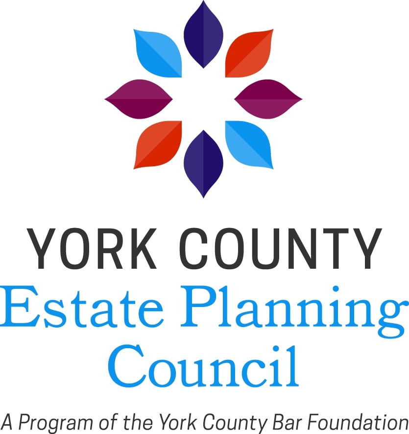 Logo featuring a colorful flower design with petals in various shades, accompanied by the text "York County Estate Planning Council."
